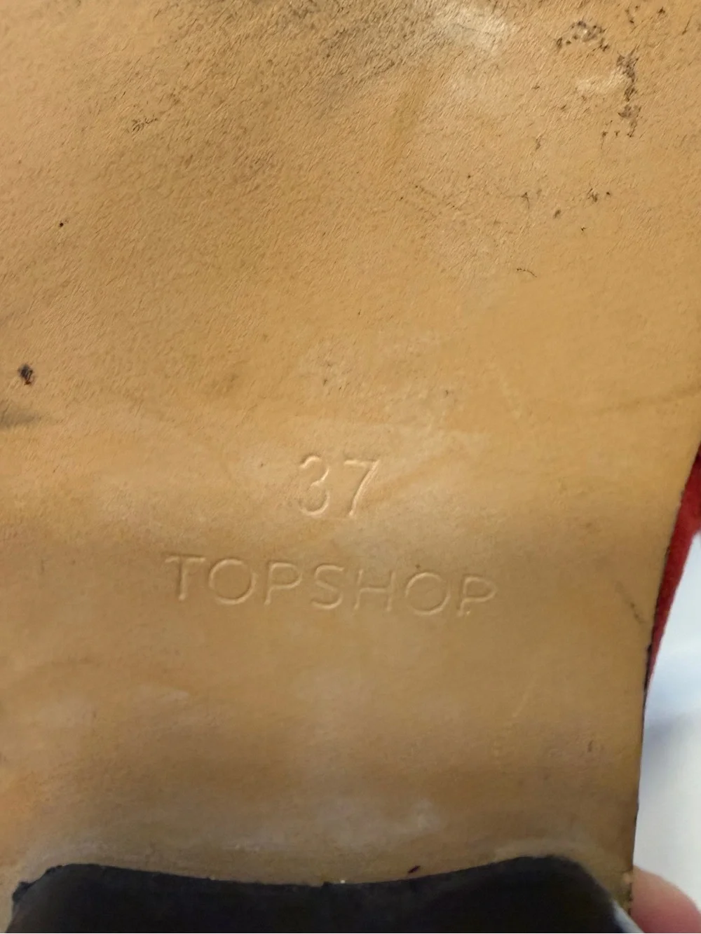 Topshop Red Suede Ankle Boots with Studded Trim - Women's Shoes Sz 37 (6.5)